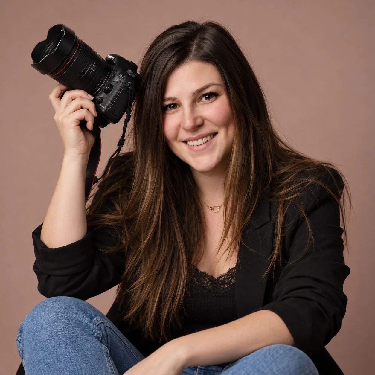 Pauline, photographe de Pawup Studio, appareil photo à la main